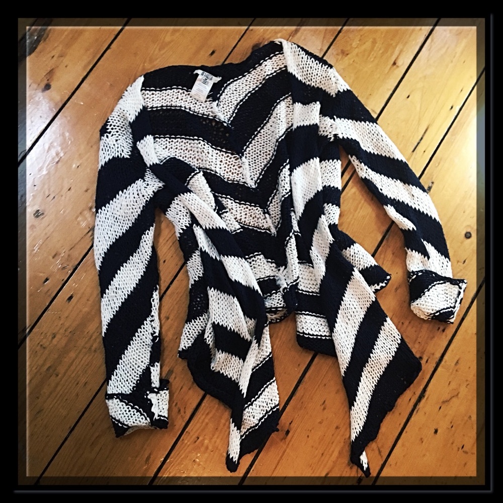 BB Dakota navy cotton linen striped knit cardigan - Picture 5 of 11